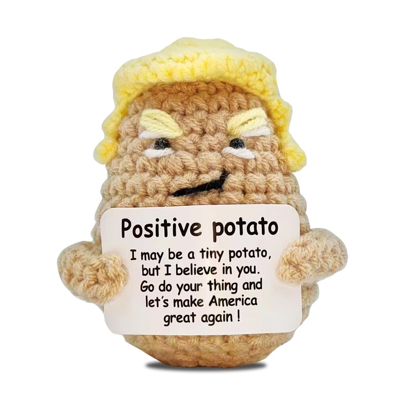 Trumpf Positive Mini Potato 2024 Potato Doll Adorable Handmade Knitted Doll: Amga-Inspired Decor Piece 3 Inch Mini Funny Wool Po