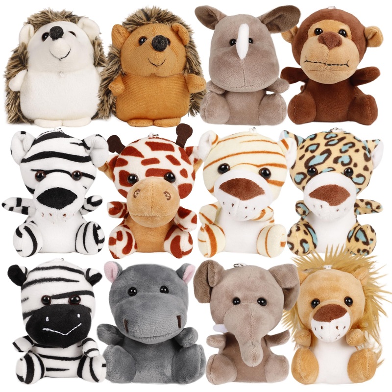 Valentines Day Gifts For Kids - Small Stuffed Animals Bulk, 12 Pieces Cute Plushies, 4.5 Inch Mini Forest Animal Plush Toys, Val