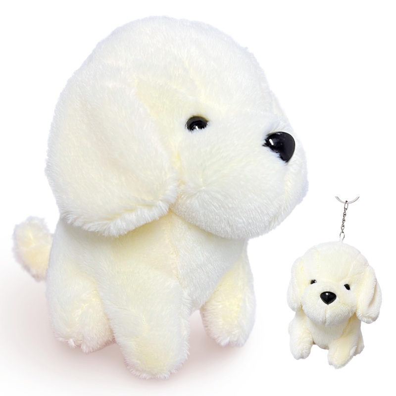 White Puppy Stuffed Animals For Kids And Adults, Mini Animals Plush Toy Key Chain, Cuddly Dog Plushie Toys, Soft Kawaii Dog Stuf