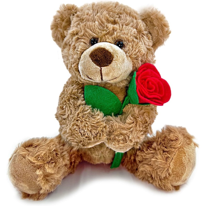 Yolinyoish Brown Teddy Bear Plush Toy With Rose Cute Stuffed Animal For Girlfriend Mom Anniversary Valentines Birthdays Gifts 12