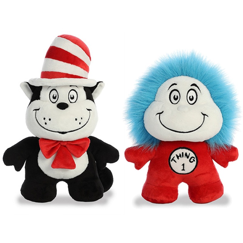 Aurora Plush Bundle Of 2, 11'' Cat In The Hat And 8.5'' Reversible Thing 1 & 2 'Dood' Plushies