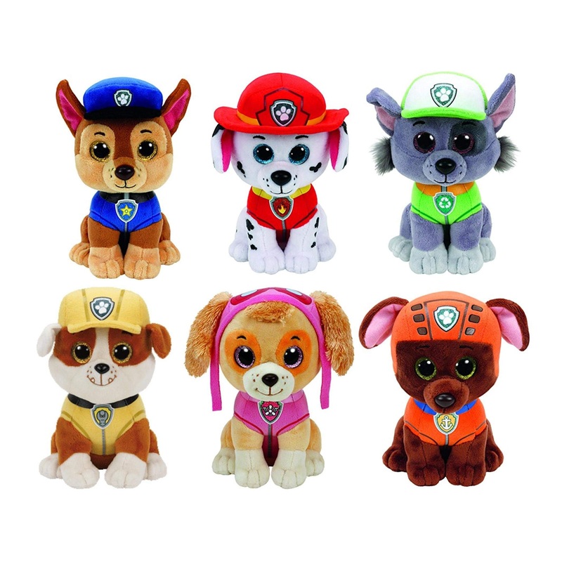 Ty Paw Patrol Beanie Babies - Set Of 6! Marshall, Chase, Skye, Rocky, Rubble And Zuma!