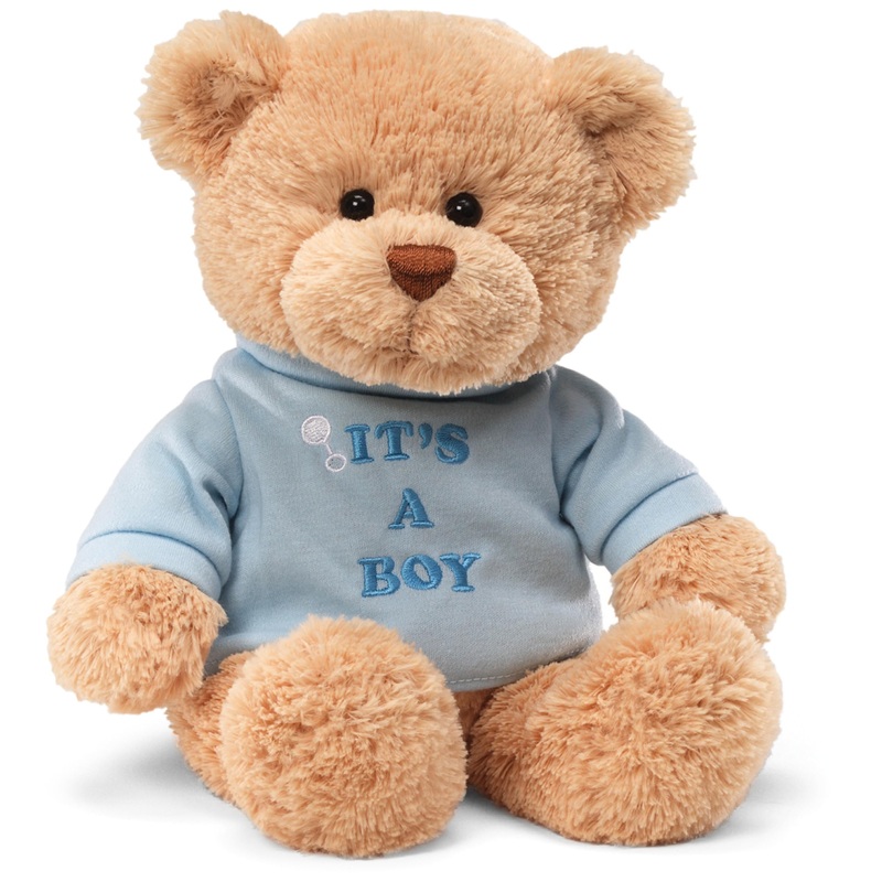 Gund Its A Boy    Message Bear With Blue T-Shirt, Teddy Bear Stuffed Animal For Ages 1 And Up, Brown, 12