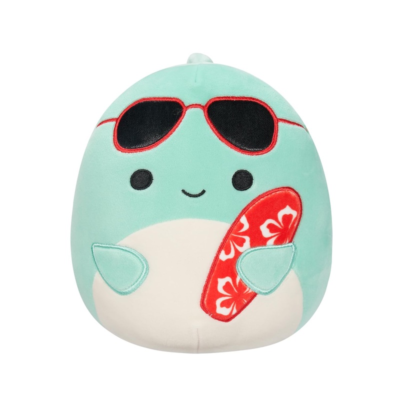 Squishmallows 7.5'' Perry Teal Dolphin Plush Toy With Sunglasses And Surfboard