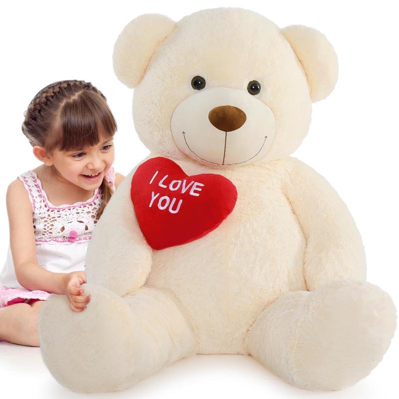 Tezituor Giant Teddy Bear Stuffed Animal 52'' - Big Teddy Bear With Heart - Large I Love You Teddy Bear Plush Toys For Kid Chris