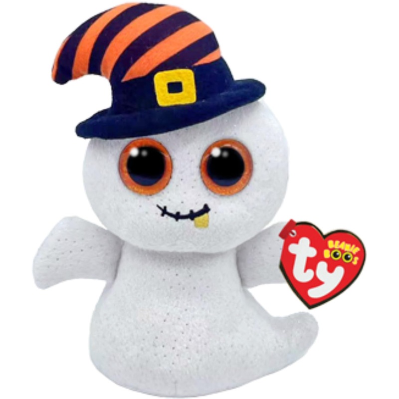 Ty Beanie Boo Nightcap - White Ghost With Witches Cap - 6''