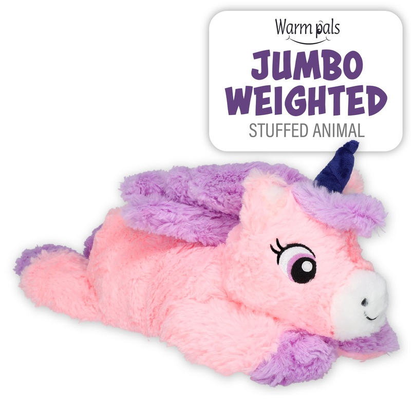 1I4 Group Jumbo Weighted Hugs By Warm Pals - Unicorn - 4Lbs - Cozy Microwavable Lavender Scented Plush Toys - Stuffed Animal - C