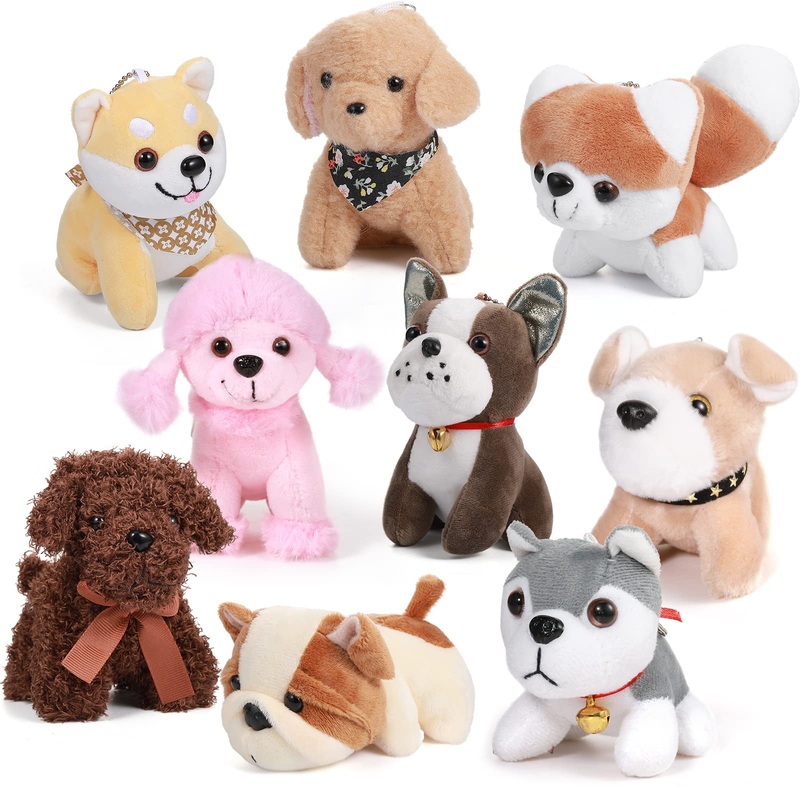 Aoriher 9 Pcs Mini Plush Dog Bulk 4.7 Inch Puppy Stuffed Animals Small Stuffed Dogs Cute Assorted Soft Puppy Toys For Birthday V