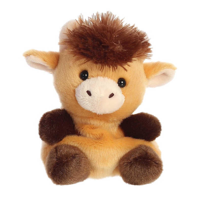 Aurora Adorable Palm Pals Hubert Highland Cow Stuffed Animal - Pocket-Sized Play - Collectable Fun - Brown 5 Inches