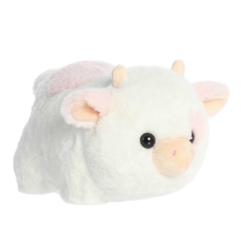 Aurora Adorable Spudsters Moonique Strawberry Milk Cow Stuffed Animal - Comforting Cuddles - Playful Companions - White 10 Inche