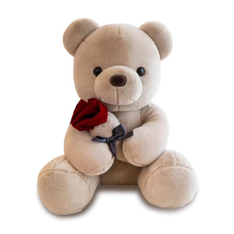 Keludu Valentines Day Cute Teddy Bear Stuffed Animals With Rose 9.8 Inch Little Bear Plushies Gift For Her/Girlfriend/Kids/Mom(B
