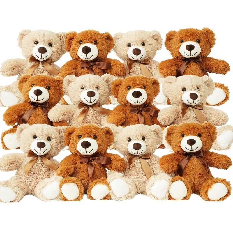 Lelelong 12 Pack Teddy Bears Bulk 13.5 Inch Teddy Bear Stuffed Animal Baby Shower Bear Plush Gifts For Christmas Valentine'S Day