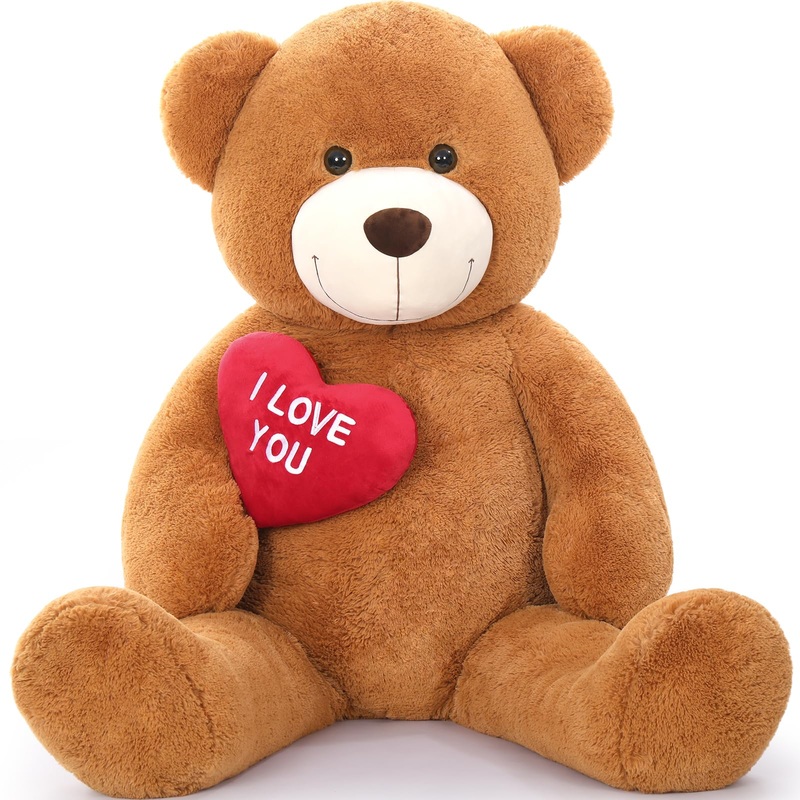 Maogolan Giant Teddy Bear 5 Feet- I Love You Red Heart Big Dark Brown 5Ft Teddy Bear Stuffed Animal - Huge Valentines Teddy Bear