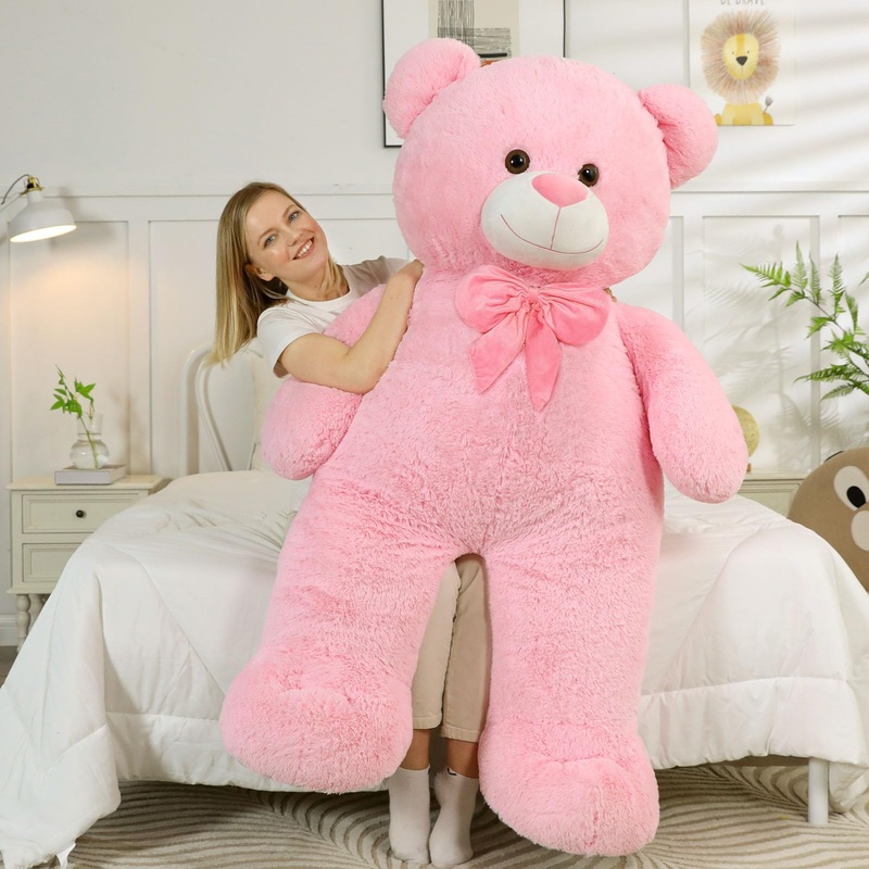Morismos Giant Teddy Bear 5Ft Stuffed Animal For Girlfriend,Human Size Cuddly Teddy Pink Bear Toy For Valentine,Jumbo Stuffed Be