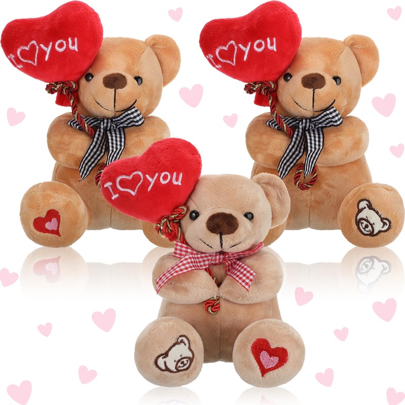 Syhood 3 Pcs Valentine Gift Bear Stuffed Animals Bears, 10 Inch Stuffed Bear With Rose Heart Valentine Gifts Love You Soft Toys
