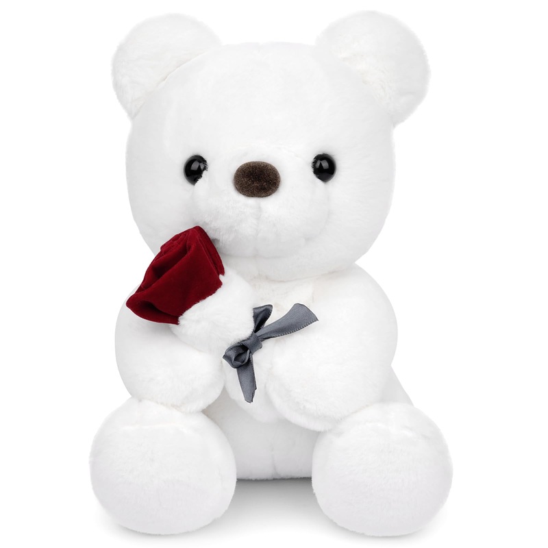 Teddy Bears Stuffed Animals With Rose, 9Inch Valentines Stuffed Animal Teddy Bear Plush Toy, Cute Valentines Plush Teddy Bear Fo