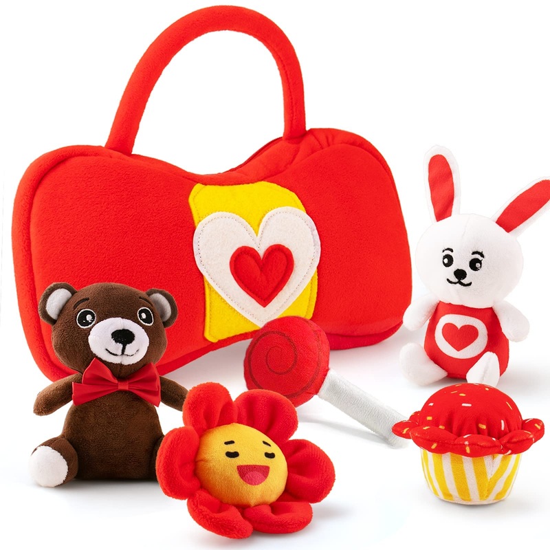 Teytoy Valentines Day Gifts Toys, Stuffed Animal Squeaker And Crinkle Baby Girl Toy Playset Sensory Toy Gifts Idea Party Favors