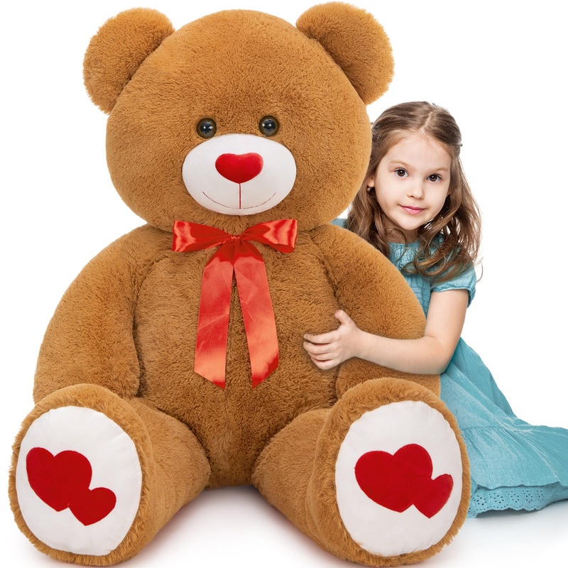 Tezituor Giant Teddy Bear Stuffed Animal 4Ft - Big Teddy Bear With Love Red Heart - Large Stuffed Bear Plush Toys For Kid Christ