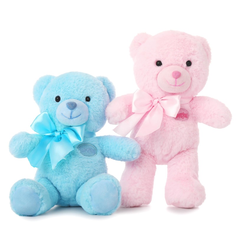 Tezituor Pink Teddy Bear And Blue Teddy Bear Stuffed Animal Bulk, Pink Bear Plush For Girl Girlfriend, Blue Plush Bear For Boy B