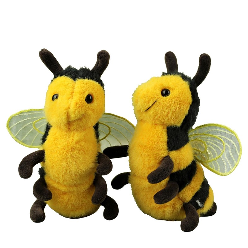 2Pcs Cute Big Soft Plush Realistic Honey Bee Stuffed Animals Toy Doll, 6'' Bumblebee Plushie Toys Best Birthday Christmas Annive
