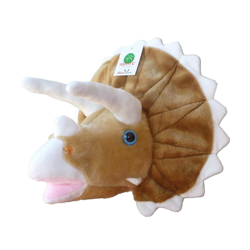Adore 13'' Denver The Triceratops Dinosaur Stuffed Animal Plush Walltoy Wall Mount