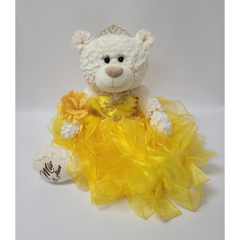 Kinnex Collections Since 1997 20'' Quince Anos Quinceanera Last Doll Teddy Bear With Dress (Centerpiece) ~ Arc16831-11R (Yellow)