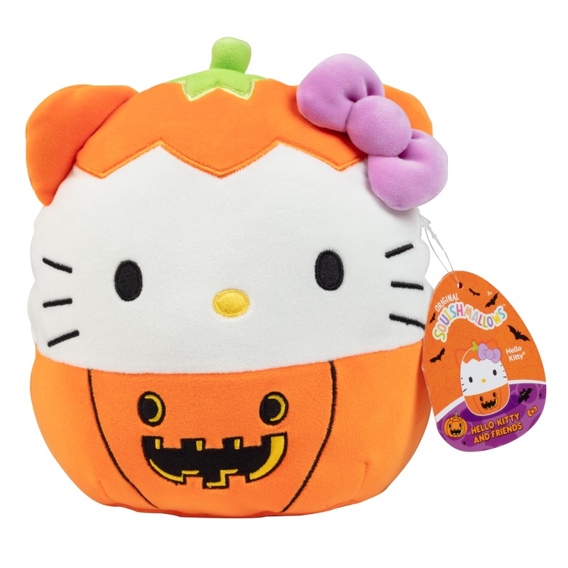 Squishmallows Original 8-Inch Hello Kitty Pumpkin - Official Jazwares Plush - Collectible Soft & Squishy Sanrio Stuffed Animal T
