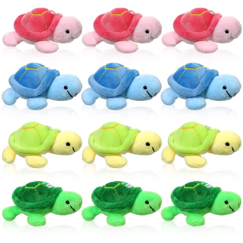 Sratte 12 Pcs Mini Turtle Stuffed Toy Soft Small Sea Turtle Animal Plush Toys For Adults Birthday Party Decorations Beach Bag Gi