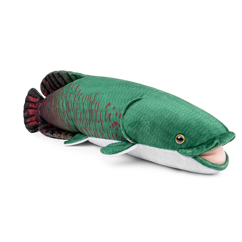 Zhongxin Made Arapaima Plush - Lifelike Arapaima Gigas Fish Stuffed Animals, Soft Green 18Inch Arapaima Fish Plushie Toy, Super