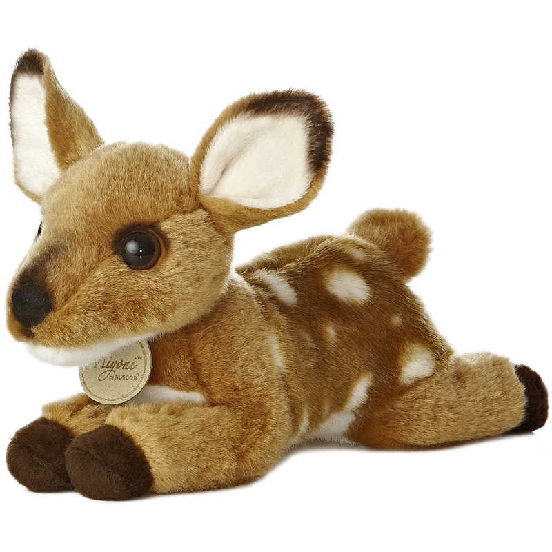 Aurora Realistic Miyoni Fawn Stuffed Animal - Lifelike Detail - Cherished Companionship - Brown 8 Inches