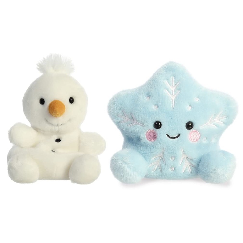 Aurora Small Palm Pals 2 Piece Winter Plush Bundle, Frosty Snowflake And Froyo Snowman