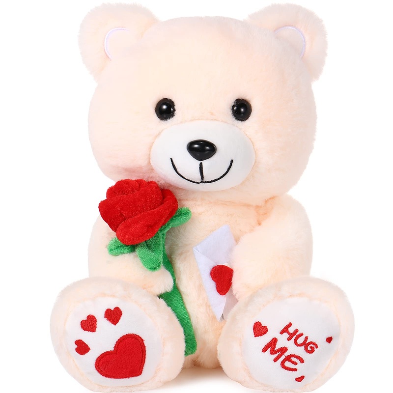 Chalyna 10 Inches Toy With Rose Plush Stuffed Animal Plush Valentine'S Day Bear Toy Plush Puppy Dog With Heart Rose For Girlfrie