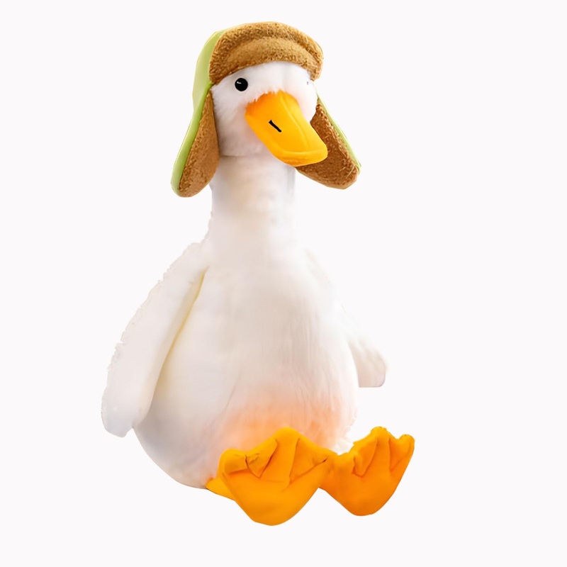 Chelei2019 13.8'' Goose Plush Funny White Goose Stuffed Animal Toy Soft Doll Kids Gift(Hat)