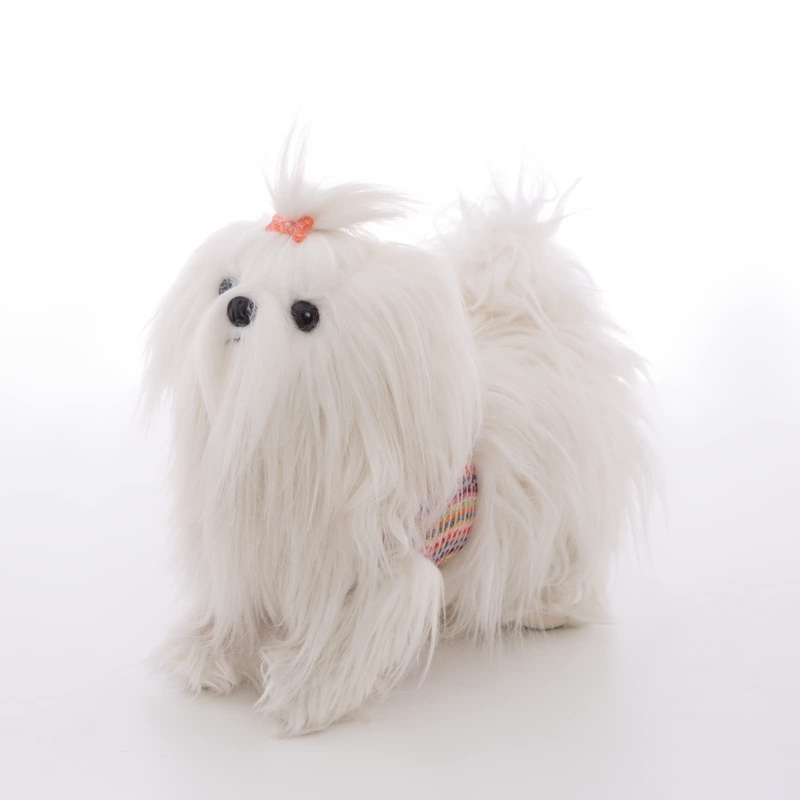 Cu-Mate 11 Inch- Shih Tzu Puppy Toys Dog -White Longhaired Pomeranian Plush Stuffed Animal Realistic Dog Plush Toy Pet Present G