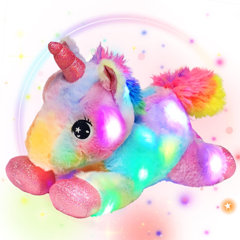 Easfan Led Unicorn Plush Light-Up Stuffed Animal With Colorful Night Lights Glow In The Dark Birthday Festival For Kids Toddlers