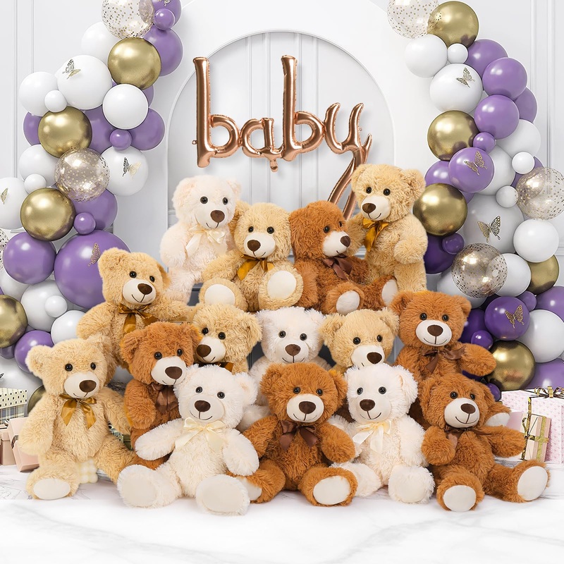 Maogolan 15 Pack Teddy Bears Bulk For Baby Shower, 14 In Small Teddy Bear Plush Toy, Mini Stuffed Bears Bulk For Kids Girlfriend