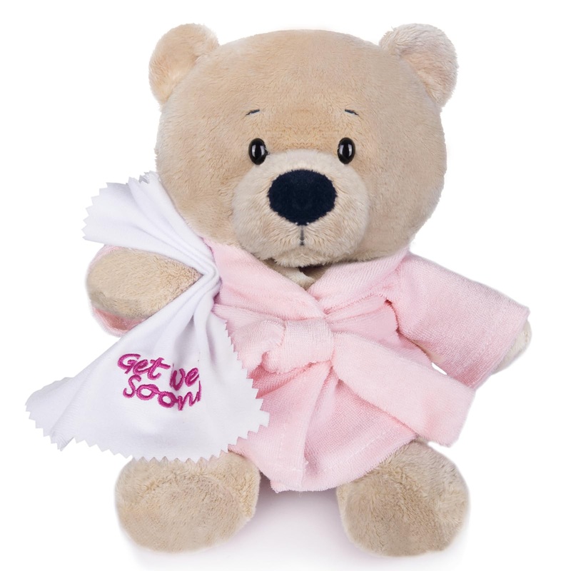 My Oli 9'' Teddy Bears Cloth Bear Stuffed Animal Plush Toys Bear Dressed In Bathrobe With Soothing Towel Get Well Soon    Sleepi