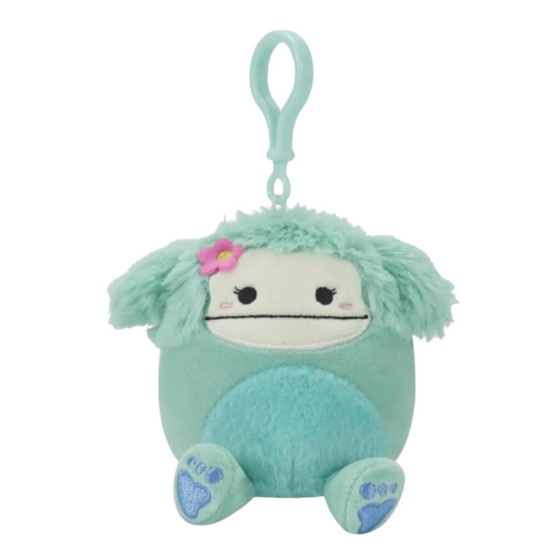 Squishmallow Official Kellytoy 3.5 Inch Clip On Bag Keychain Backpack Clips Squishy Soft Plush Toy Animal (Joelle Bigfoot With F