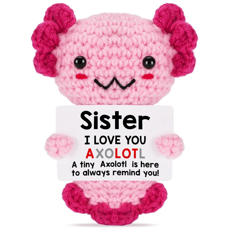 Weming Sisters Gifts From Sister, Crochet Axolotl Gifts For Bestie Bff & Little Sister In Law On Birthday & Christmas Stocking S